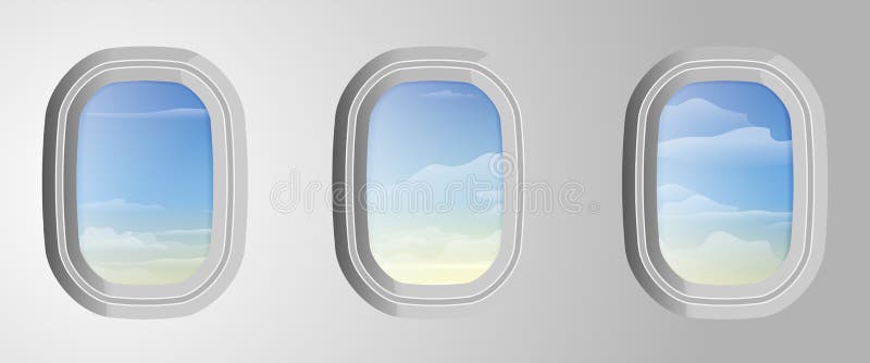 与外面多云蓝天的飞机窗口 从Airplan的看法 库存例证 与外面多云蓝天的飞机窗口 从Airplan的看法 库存例证