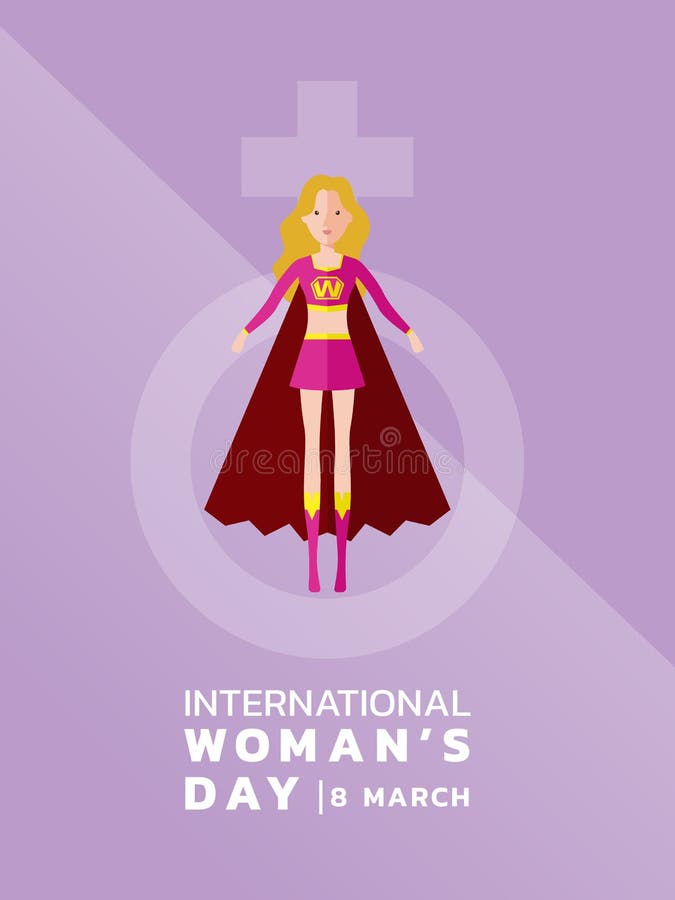 与夫人妇女英雄的国际妇女天和妇女在紫色横幅传染媒介设计签字