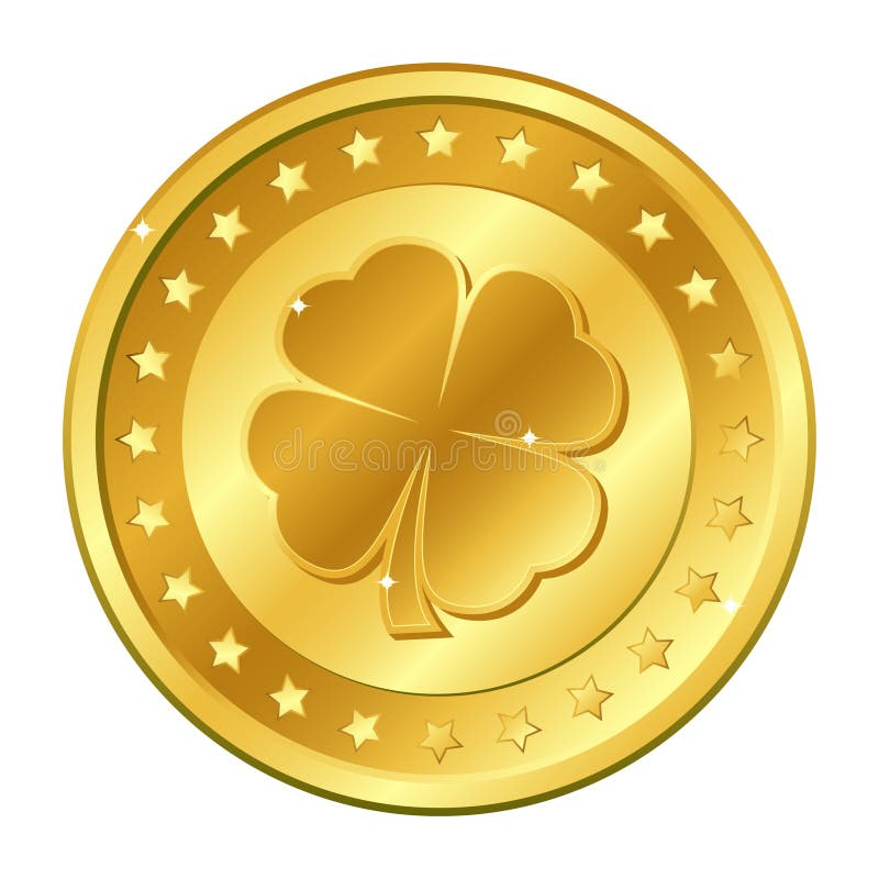 与星的四叶三叶草金币 圣帕特里克` s天 爱尔兰语 三叶草 幸运 向量 皇族释放例证 与星的四叶三叶草金币 圣帕特里克` s天 爱尔兰语 三叶草 幸运 向量 皇族释放例证