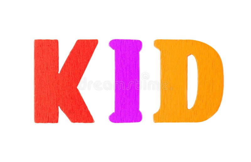 儿童单词，带木质字母 库存图片