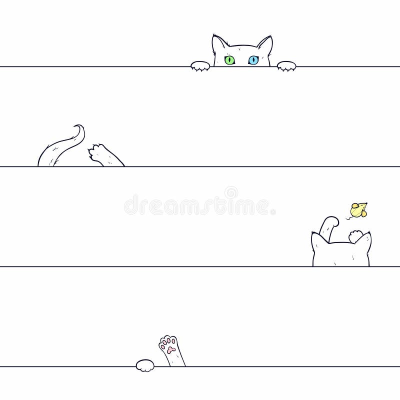 与演奏猫的传染媒介无缝的样式 向量例证