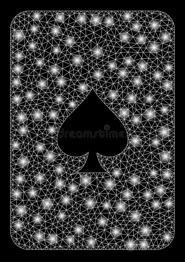 Glossy mesh peaks playing card with sparkle effect. Abstract illuminated model of peaks playing card icon. Shiny wire frame triangular mesh peaks playing card. Glossy mesh peaks playing card with sparkle effect. Abstract illuminated model of peaks playing card icon. Shiny wire frame triangular mesh peaks playing card.