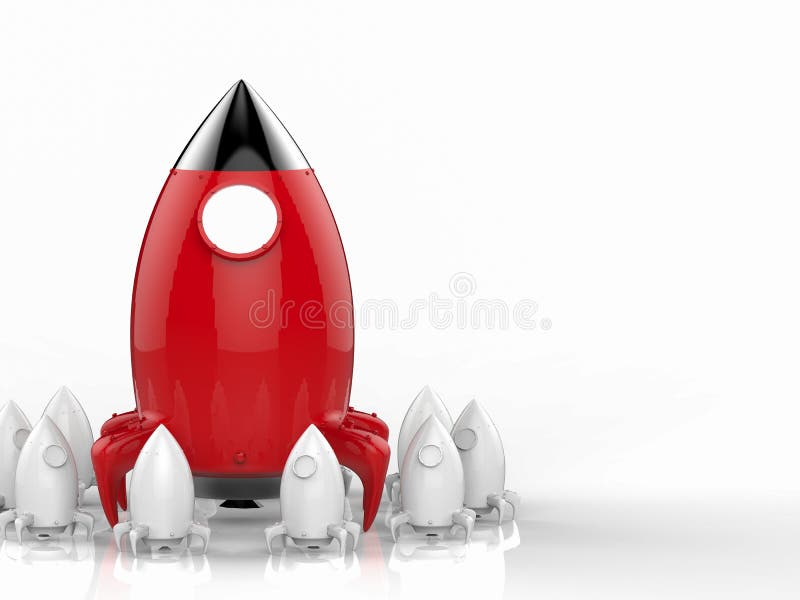 Leadership concept with 3d rendering rocket launch. Leadership concept with 3d rendering rocket launch