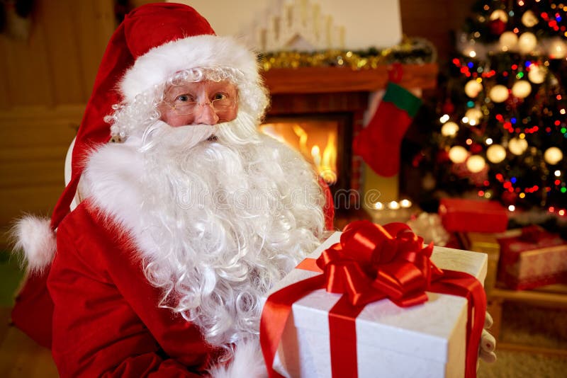 Portrait Santa Claus with gift for you on Christmas. Portrait Santa Claus with gift for you on Christmas