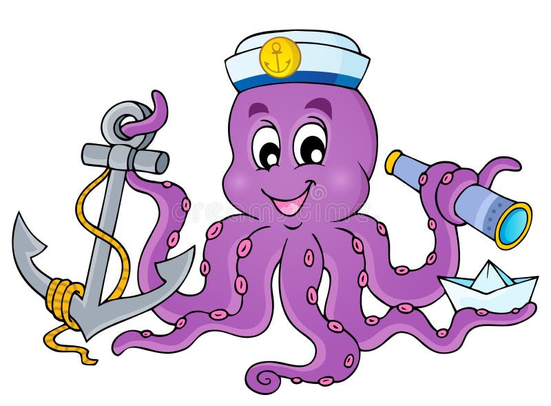 Image with octopus sailor 1 - eps10 vector illustration. Image with octopus sailor 1 - eps10 vector illustration.