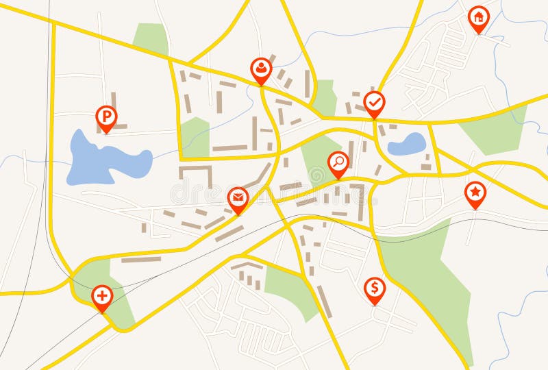 Map with red pin pointers. This is file of EPS10 format. Map with red pin pointers. This is file of EPS10 format.