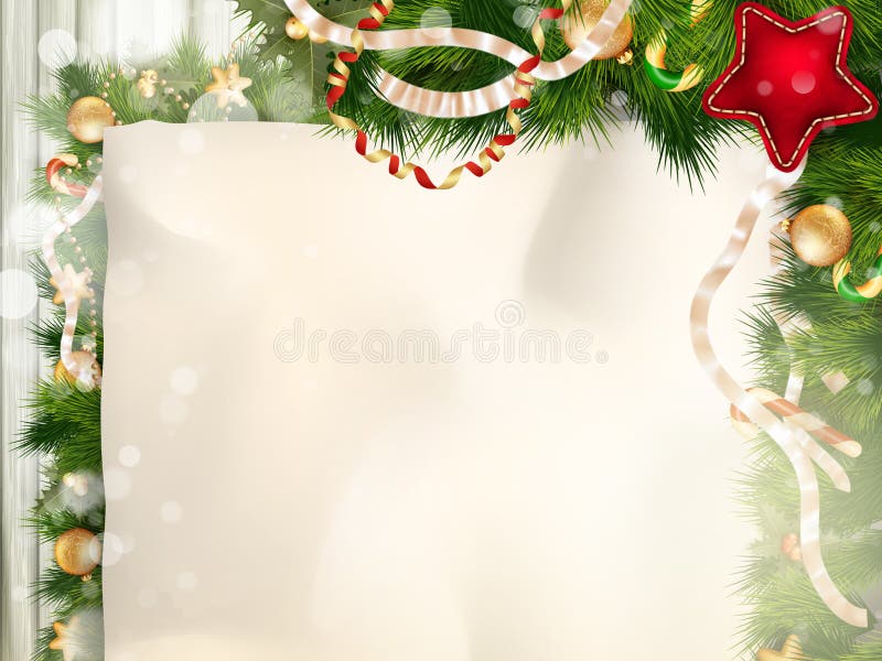 Christmas border with old paper. EPS 10 vector file included. Christmas border with old paper. EPS 10 vector file included