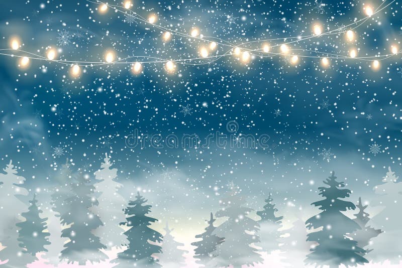 与落的圣诞节雪的圣诞节风景，圣诞快乐的具球果森林假日冬天风景和愉快的新的肯定