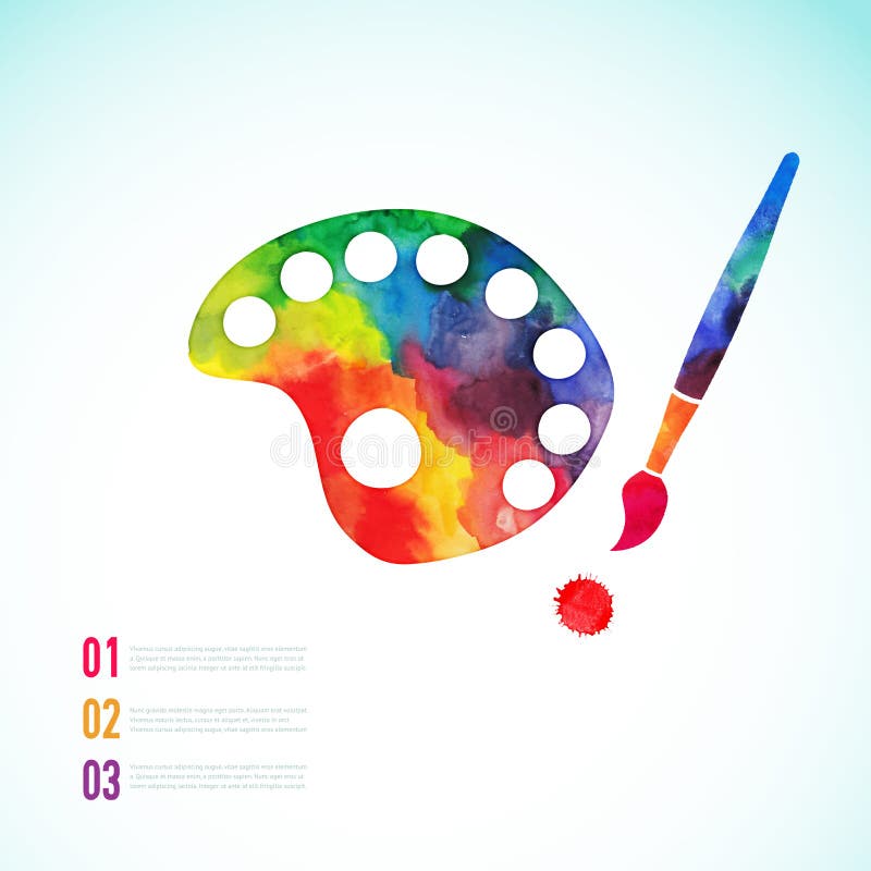 Paint brush with palette icon vector, art palette with eight colors, vector illustration, art palette with paints and brushe. Paint brush with palette icon vector, art palette with eight colors, vector illustration, art palette with paints and brushe