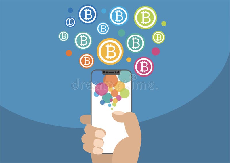 与象的Bitcoin例证 举行现代刃角自由的手 皇族释放例证 与象的Bitcoin例证 举行现代刃角自由的手 皇族释放例证