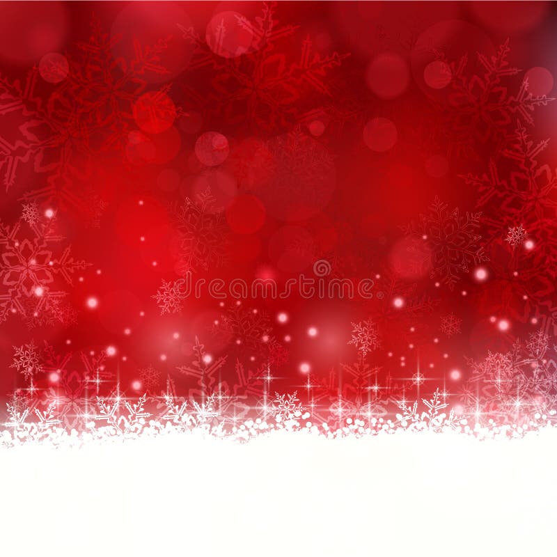 与雪花和星的红色圣诞节背景