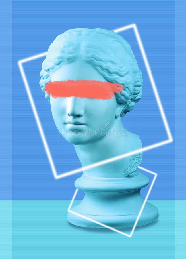 与青绿的五颜六色的古色古香的金星胸象当代艺术拼贴画的现代概念性艺术海报 库存例证 与青绿的五颜六色的古色古香的金星胸象当代艺术拼贴画的现代概念性艺术海报 库存例证