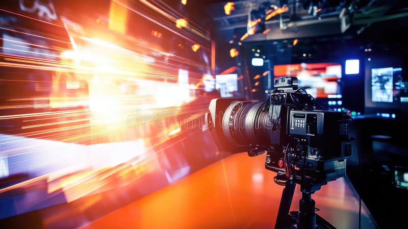 专业摄像机正在拍摄突发新闻 库存照片