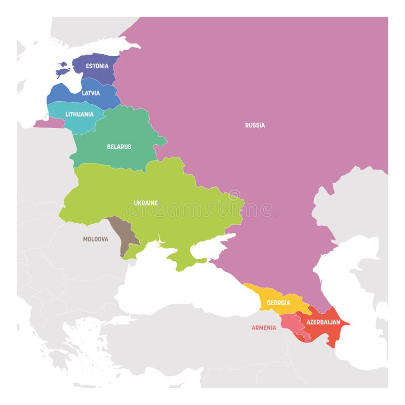 东欧地区 国家五颜六色的地图在欧洲东部 岗位苏联和白种人国家 向量 库存例证 东欧地区 国家五颜六色的地图在欧洲东部 岗位苏联和白种人国家 向量 库存例证