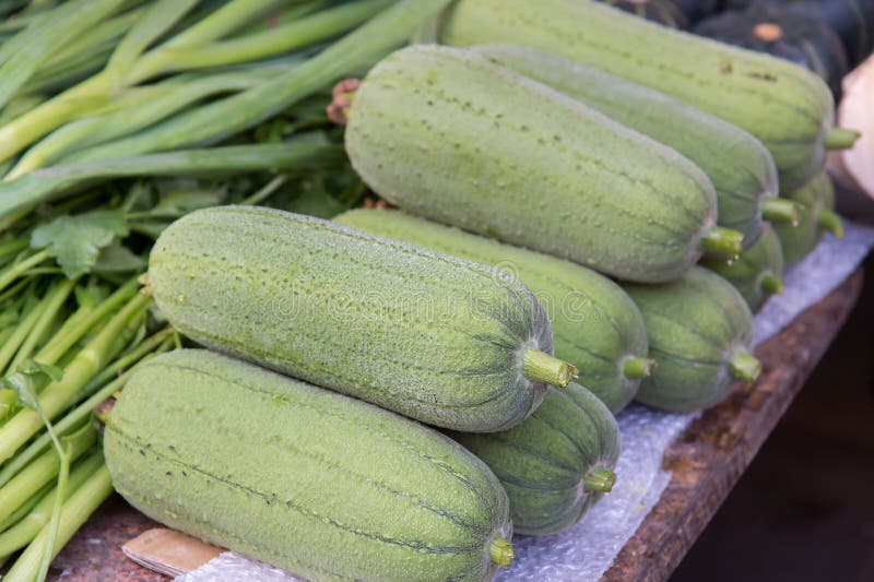 市场上丝瓜络 库存图片