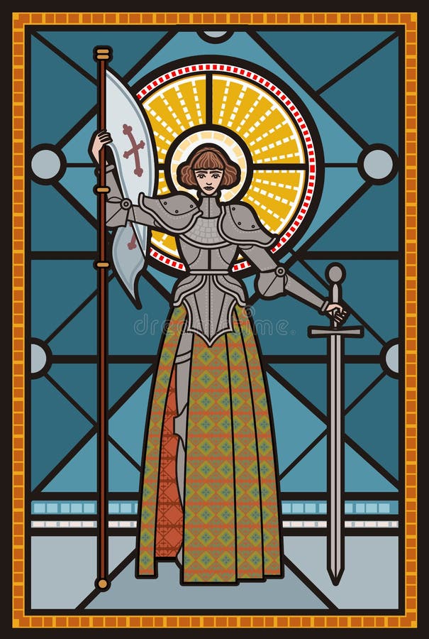 Joan of arc medieval female girl woman saint warrior knight vector art. Joan of arc medieval female girl woman saint warrior knight vector art