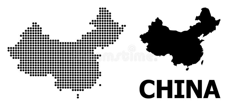 中国点缀马赛克地图 向量例证