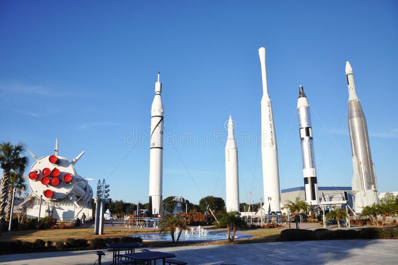 Rocket Garden in Kennedy Space Center Visitor Complex, Cape Canaveral, Florida, USA. Rocket Garden in Kennedy Space Center Visitor Complex, Cape Canaveral, Florida, USA.
