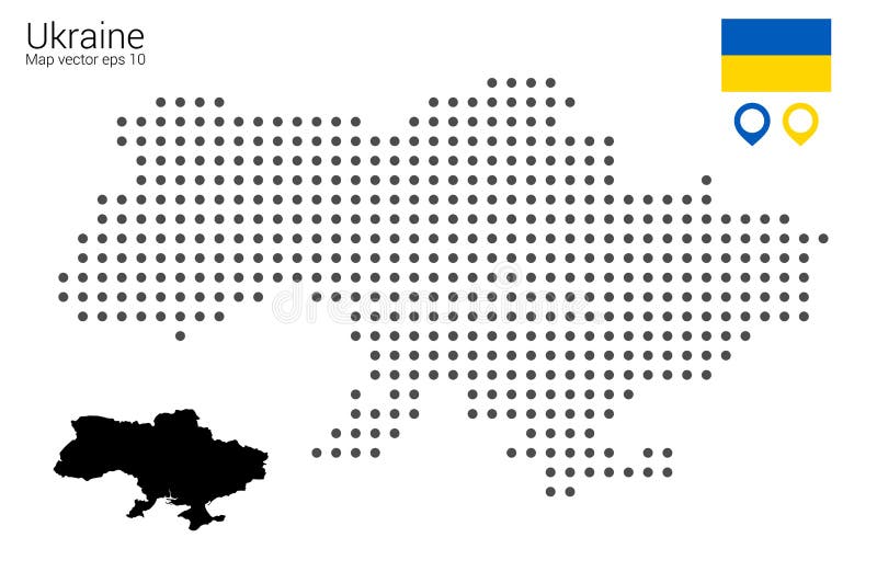 乌克兰地图,矢量图,点有旗帜和地图标记 库存例证 乌克兰地图,矢量图,点有旗帜和地图标记 库存例证