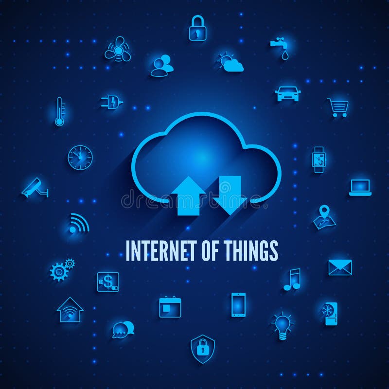 事互联网 IOT概念 云彩和其他象IOT概念 全球网络技术互联网控制和监视 向量例证 事互联网 IOT概念 云彩和其他象IOT概念 全球网络技术互联网控制和监视 向量例证