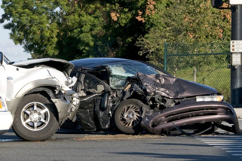 Two Vehicle accident at a busy intersection. Two Vehicle accident at a busy intersection