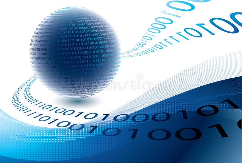 Abstract illustration of binary code flow around the world-globe. Abstract illustration of binary code flow around the world-globe