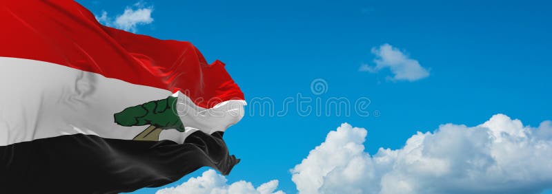 云天背景中的垫底民族奥罗莫人旗 向量例证