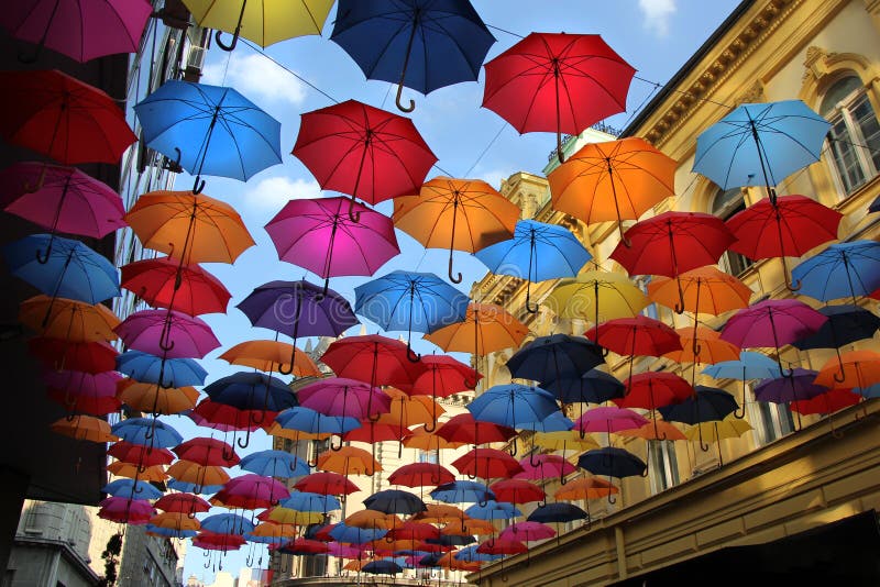 Street decoration with colorful umbrellas Belgrade, Serbia. Street decoration with colorful umbrellas Belgrade, Serbia