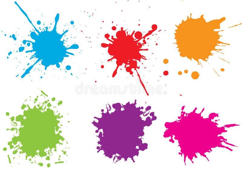 Colorful paint splatters.Paint splashes set. Colorful paint splatters.Paint splashes set