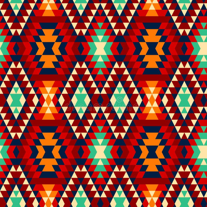 Colorful red yellow blue and black aztec ornaments geometric ethnic seamless pattern, vector background. Colorful red yellow blue and black aztec ornaments geometric ethnic seamless pattern, vector background