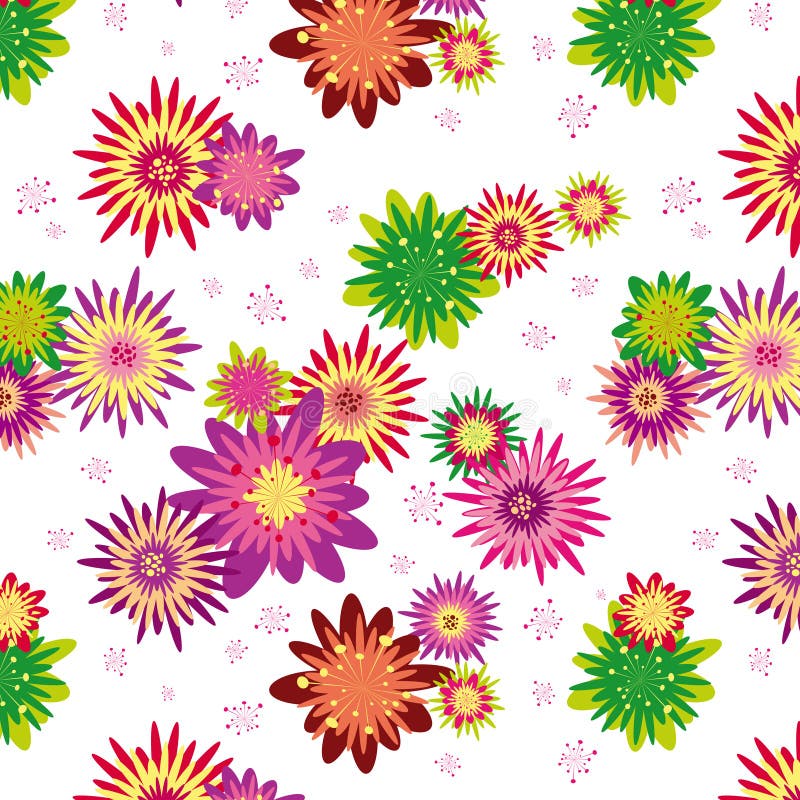 五颜六色的花卉模式无缝的墙纸