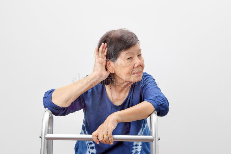 Asian seniors woman hearing loss , Hard of hearing. Asian seniors woman hearing loss , Hard of hearing