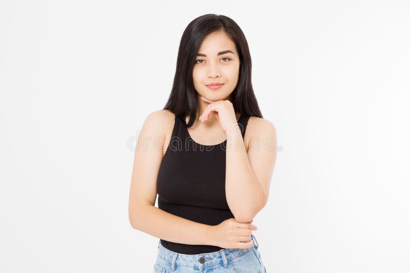 亚洲妇女秀丽温泉和护肤概念 模板空白在白色背景隔绝的夏天衬衣的日本女孩 复制 免版税库存图片 亚洲妇女秀丽温泉和护肤概念 模板空白在白色背景隔绝的夏天衬衣的日本女孩 复制 免版税库存图片