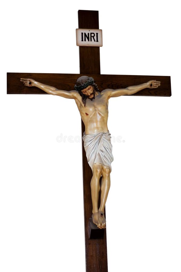Vintage church statue of jesus on the cross. Vintage church statue of jesus on the cross