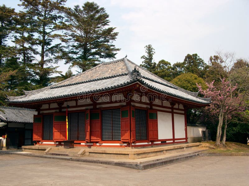 Shintoist temple in Kyoto, Japan, with red and white colors. Shintoist temple in Kyoto, Japan, with red and white colors