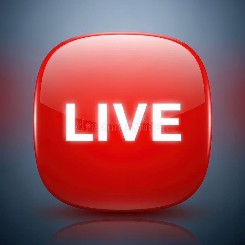 亮红色活动按钮图标，带微光 库存照片