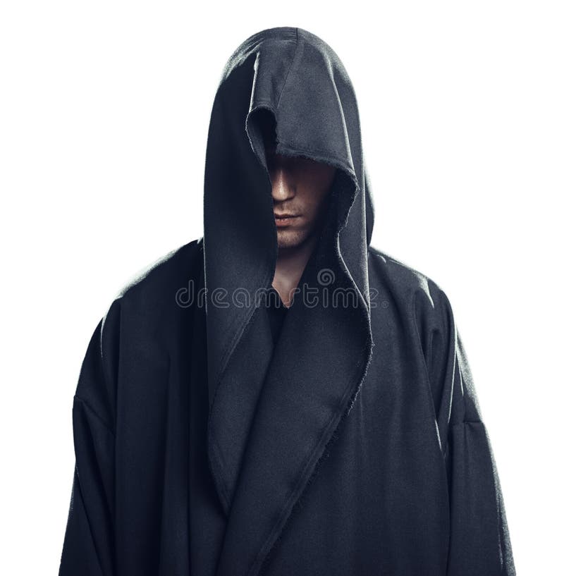 Portrait of a Man in a black robe on a white background. Portrait of a Man in a black robe on a white background