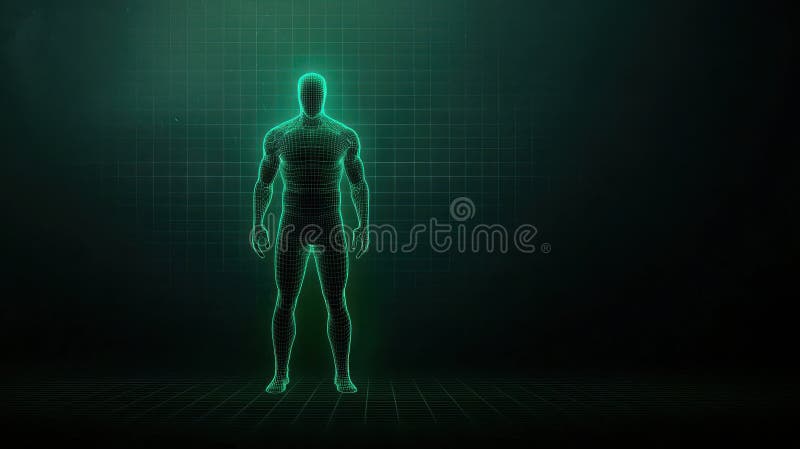 人沐浴在淡淡的绿光中对阴影和光照的迷人视觉研究 皇族释放例证