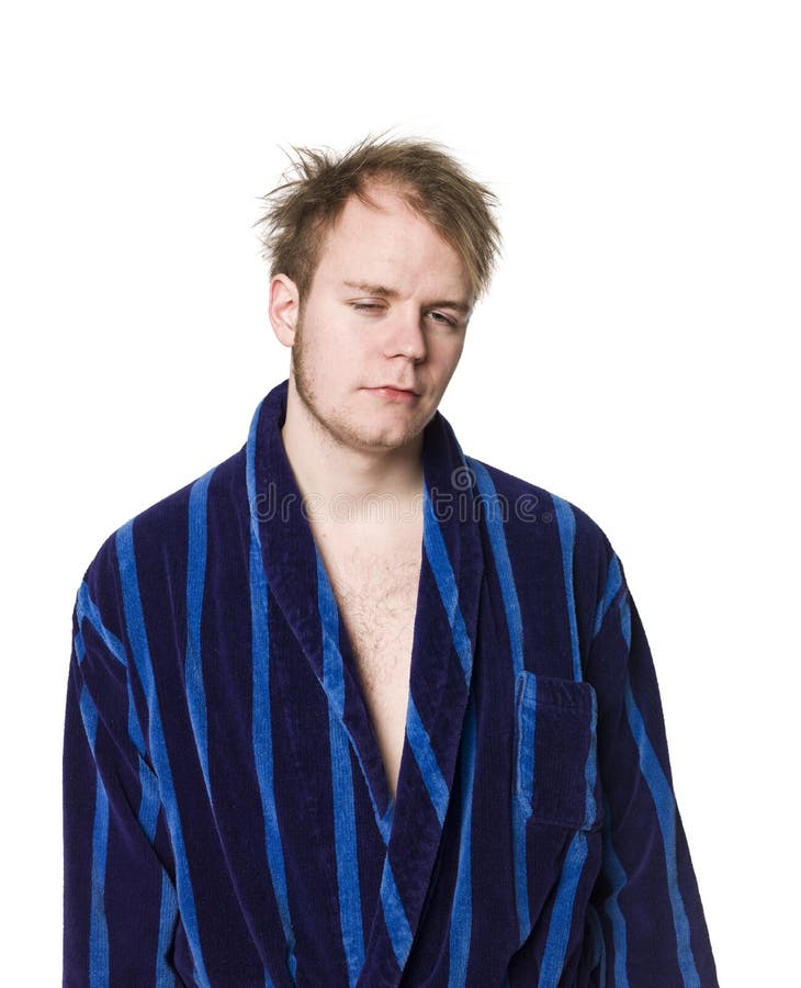 Tired man in a robe. Tired man in a robe