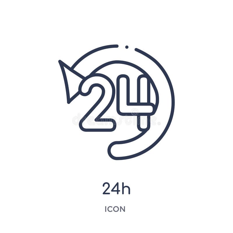 从机敏的概述收藏的线性24h象 稀薄的线在白色背景隔绝的24h传染媒介 24h时髦例证 向量例证 从机敏的概述收藏的线性24h象 稀薄的线在白色背景隔绝的24h传染媒介 24h时髦例证 向量例证