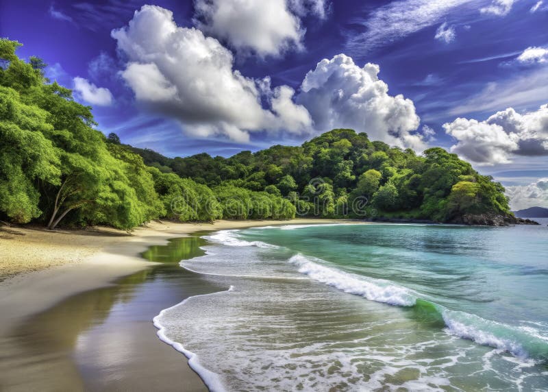 令人难忘的Playa de los Suenos Paradise海滩等待着SunShers海岸的精美逃生 向量例证