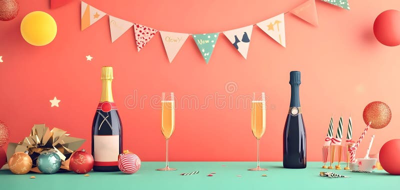 以欢乐的装饰庆祝新年 皇族释放例证
