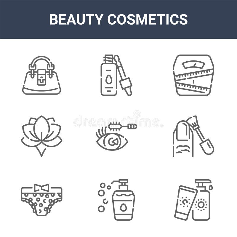 9 beauty cosmetics icons pack. trendy beauty cosmetics icons on white background. thin outline line icons such as suncream, nail polish, primer . beauty cosmetics icon set for web and mobile. 9 beauty cosmetics icons pack. trendy beauty cosmetics icons on white background. thin outline line icons such as suncream, nail polish, primer . beauty cosmetics icon set for web and mobile