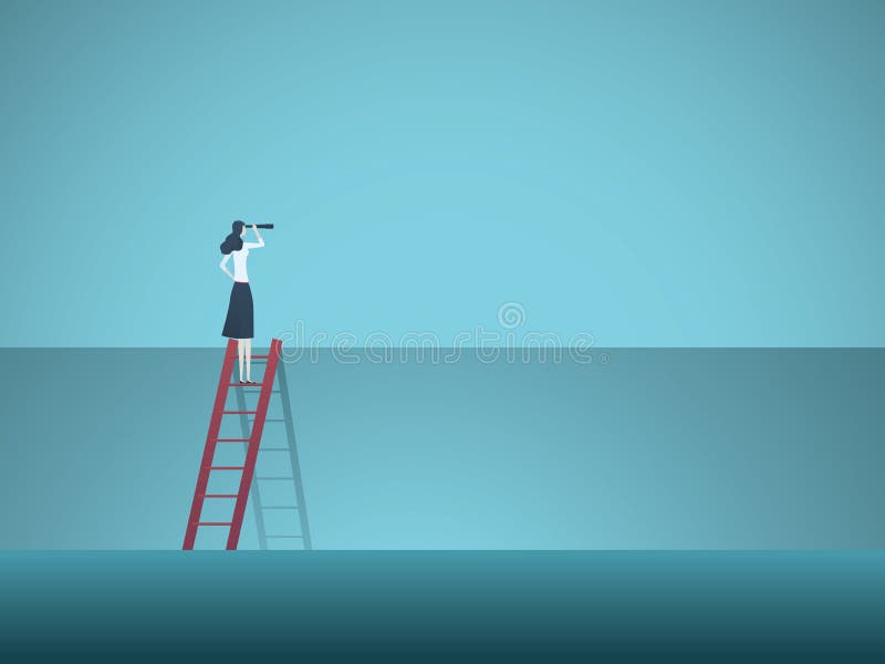 企业视觉与站立在墙壁上的梯子顶部的女商人的传染媒介概念 克服障碍的标志 皇族释放例证 企业视觉与站立在墙壁上的梯子顶部的女商人的传染媒介概念 克服障碍的标志 皇族释放例证