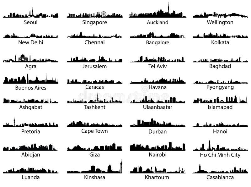 Vector set of city skylines. Vector set of city skylines