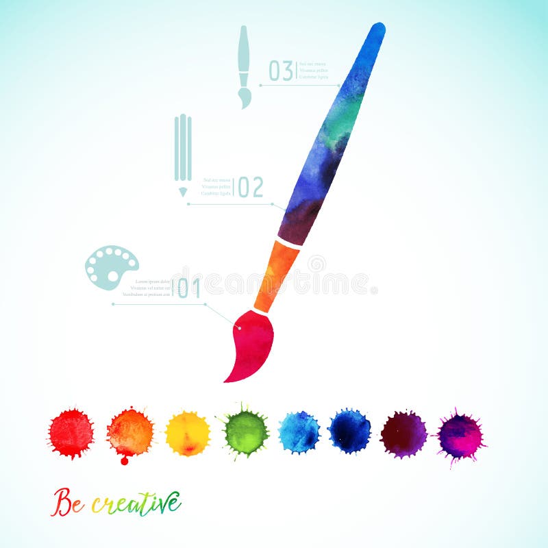 Vector paint brush silhouette made of watercolor, creative icons, watercolor creative concept. Creativity and draw. Lettering. quote. Artist tool. Colorful Abstract vector ink paint splats. Vector paint brush silhouette made of watercolor, creative icons, watercolor creative concept. Creativity and draw. Lettering. quote. Artist tool. Colorful Abstract vector ink paint splats