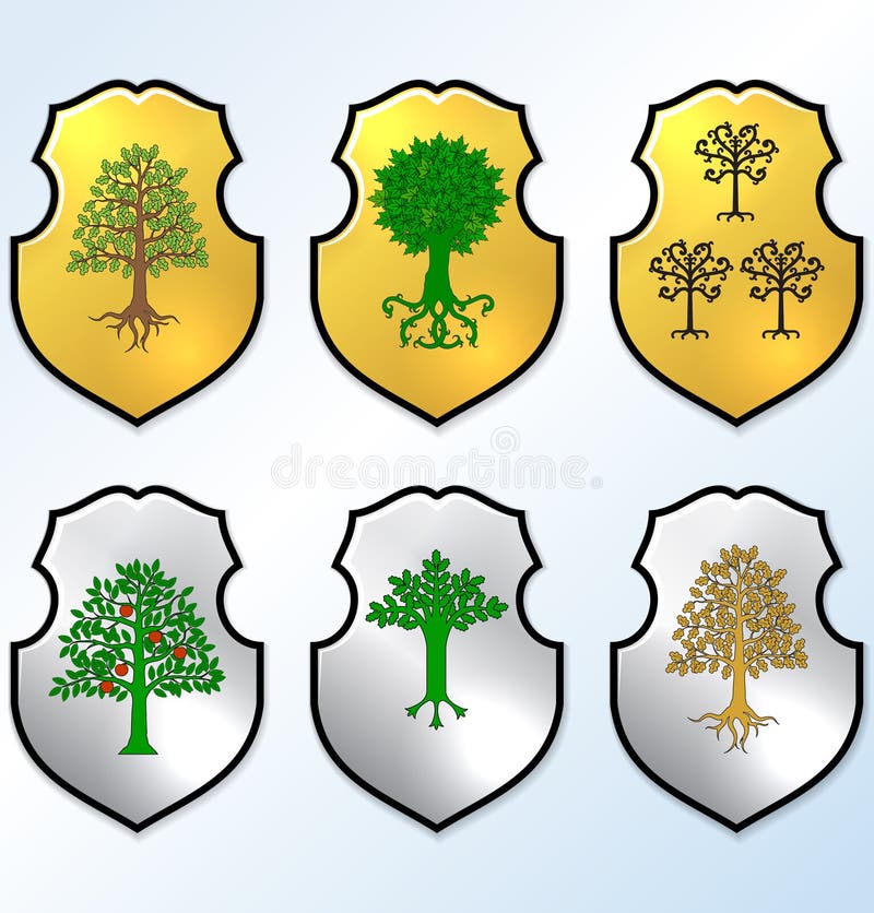 Vector Heraldic elements : Trees on Polish Escutcheon. Vector Heraldic elements : Trees on Polish Escutcheon