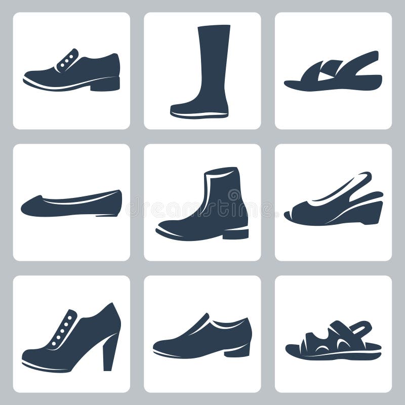 Vector shoes icons set. Vector shoes icons set