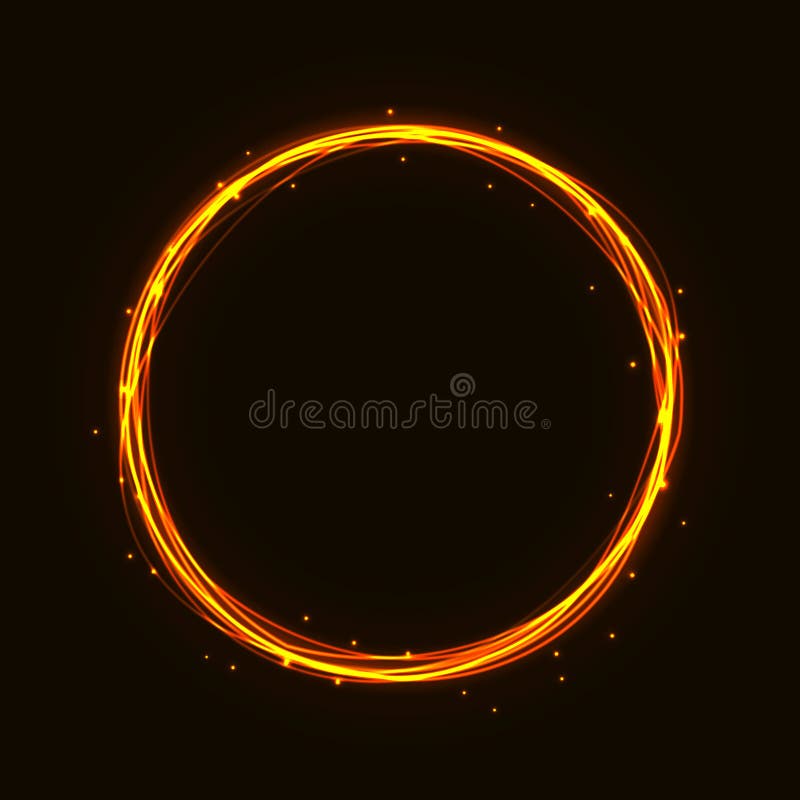 传染媒介不可思议的热的金圈子 发光的火圆环踪影 闪烁闪闪发光漩涡对黑暗的b的足迹作用 皇族释放例证 传染媒介不可思议的热的金圈子 发光的火圆环踪影 闪烁闪闪发光漩涡对黑暗的b的足迹作用 皇族释放例证