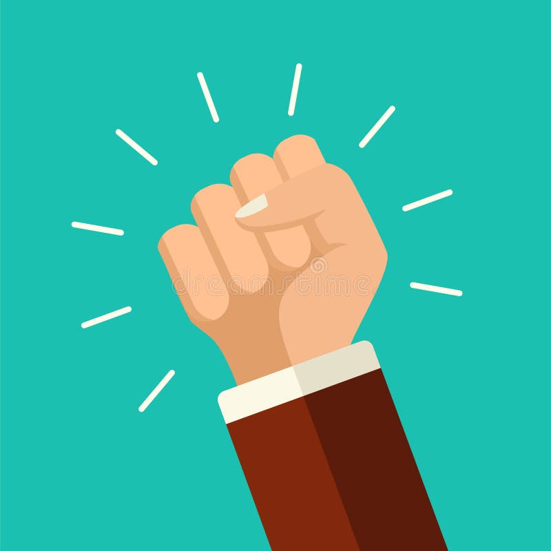 Vector illustration protest concept. Mans fist. Protest placard symbol. Win background. Flat style power in business modern poster. Vector illustration protest concept. Mans fist. Protest placard symbol. Win background. Flat style power in business modern poster.